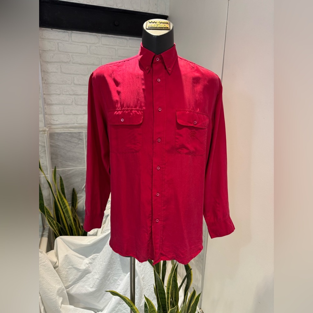 Paul & shark Classic Red Men's long sleeves silk Shirt